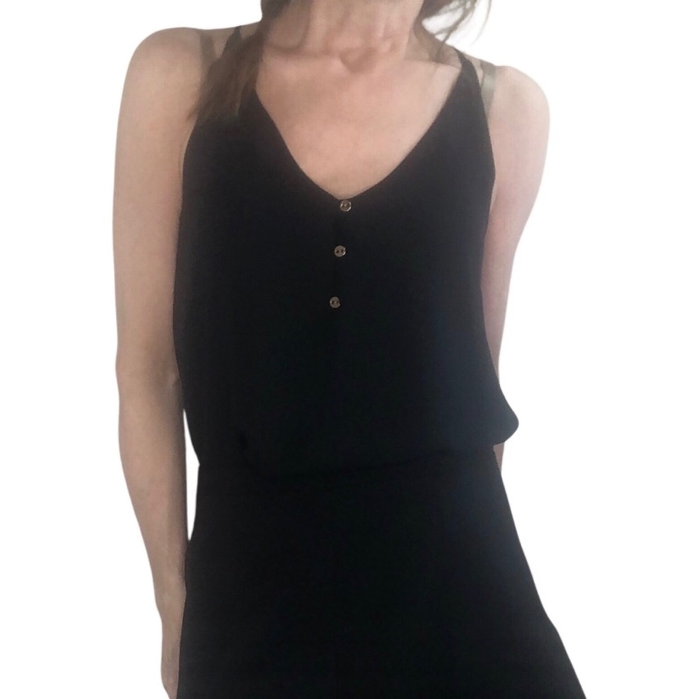 Loft Black Button V Neck Cami Top Xs Nwt Black Blouse Sleeveless Minimal Classic